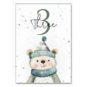 Numéro De Table Anniversaire de l'ours vert | Winter Wonderland (Dos)