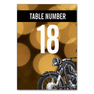 Numéro De Table Anniversaire de noir orienté d'or de moto