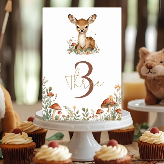 Numéro De Table Anniversaire des cerfs de bois rustique