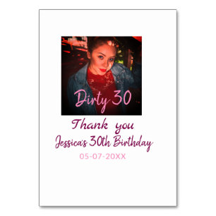 Numéro De Table Anniversaire Dirty 30 ajouter nom rose ajouter pho