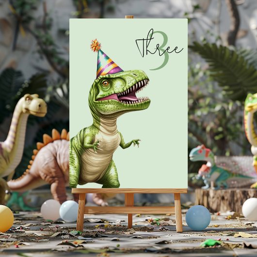 Numéro De Table Anniversaire du dinosaure à trois rapports | Dino 