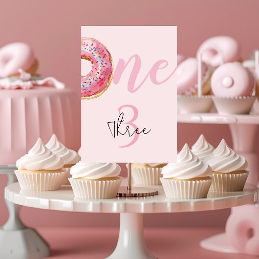 Numéro De Table Anniversaire du Donut rose