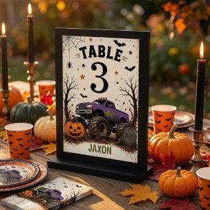 Numéro De Table Anniversaire Halloween de camion monstre personnal