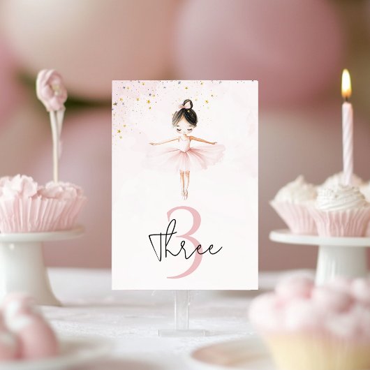 Numéro De Table Anniversaire rose Ballerina élégant