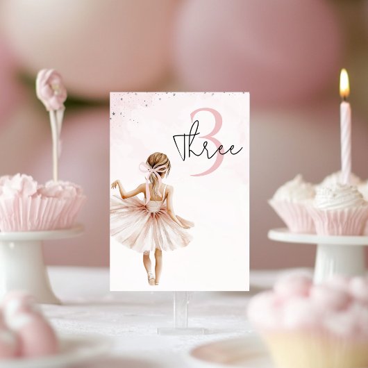 Numéro De Table Anniversaire rose Ballerina élégant
