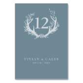 Numéro De Table Antlers rustiques avec couronne fleurie | MARIAGE (Dos)