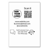 Numéro De Table Appeler le texte du service client whatsapp Q R co (Dos)