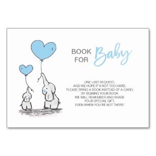 Numéro De Table Apportez un livre - Elephant Blue BOY Baby shower