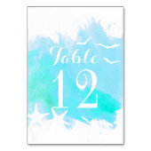 Numéro De Table Aqua aquarelle, étoile de mer mariage numéro de ta (Dos)