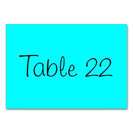Numéro De Table Aqua numéroté (Devant)