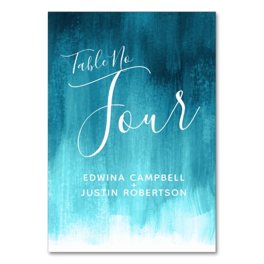 Numéro De Table Aqua turquoise tableau abstrait d'art moderne numé (Dos)