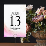 Numéro De Table Aquarelle Abstraite Pinceau rose et or<br><div class="desc">Aquarelle Abstraite Pinceau rose et or</div>