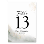 Numéro De Table Aquarelle Abstraite Pinceau vert et or (Dos)