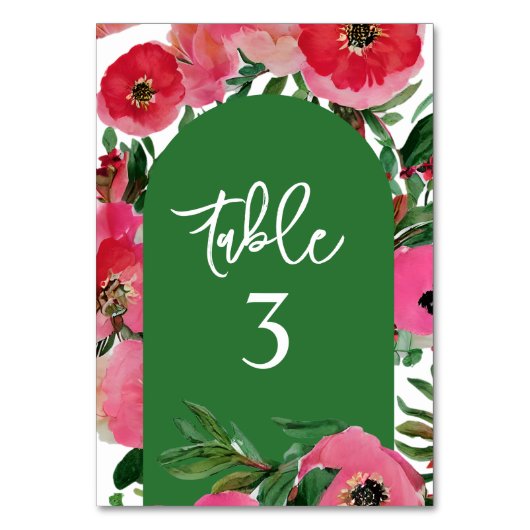 Numéro De Table Aquarelle Anéone Green Arch Mariage (Dos)