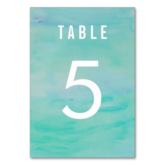 Numéro De Table Aquarelle Aqua (Dos)