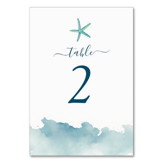 Numéro De Table Aquarelle Aqua Starfish & Water (Par défaut)