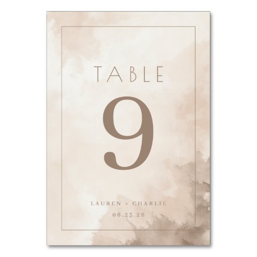 Numéro de Table Aquarelle Beige Élégant (Par défaut)