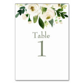 Numéro De Table Aquarelle Blanc Floral Mariage Or Texte (Dos)