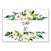 Numéro De Table Aquarelle blanc Mariage de cadre Floral (Devant)