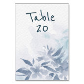 Numéro De Table Aquarelle bleu doux Feuilles accueil mariage (Dos)