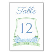 Numéro De Table Aquarelle Bleu Et Vert Hydrangea Crest Mariage (Par défaut)