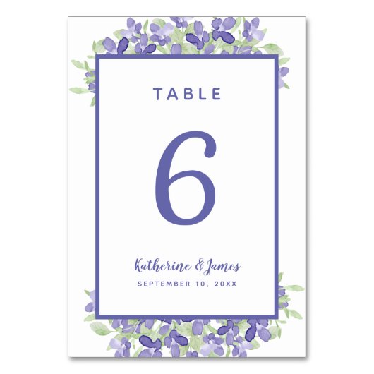 Numéro De Table Aquarelle bleu mariage Floral Élégant (Par défaut)