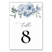 Numéro De Table aquarelle bleu poussiéreux numéro de tableau flora (Dos)