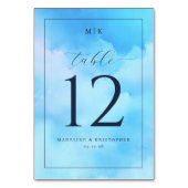 Numéro de table aquarelle bleu serein (Dos)