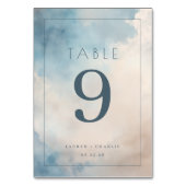 Numéro de table aquarelle bleu sérène (Dos)
