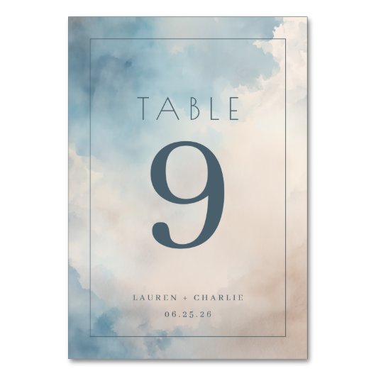 Numéro de table aquarelle bleu sérène (Par défaut)
