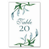 Numéro De Table Aquarelle Bleu Vert Floral Feuille Mariage (Dos)