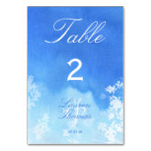 Numéro De Table Aquarelle bleue et Mariage Feuille blanc (Dos)