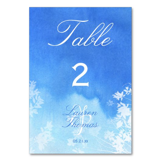 Numéro De Table Aquarelle bleue et Mariage Feuille blanc (Par défaut)