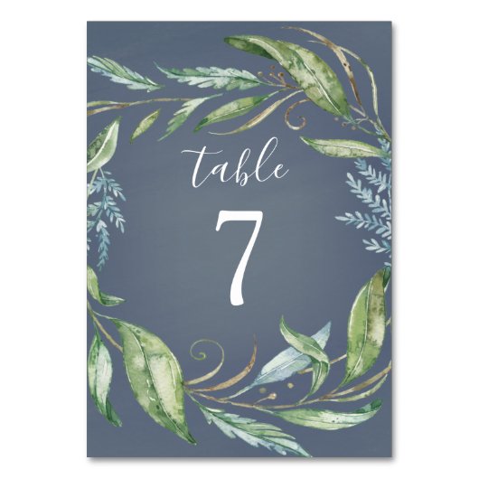 Numéro De Table Aquarelle bleue Eucalyptus Vert Mariage de couronn (Par défaut)