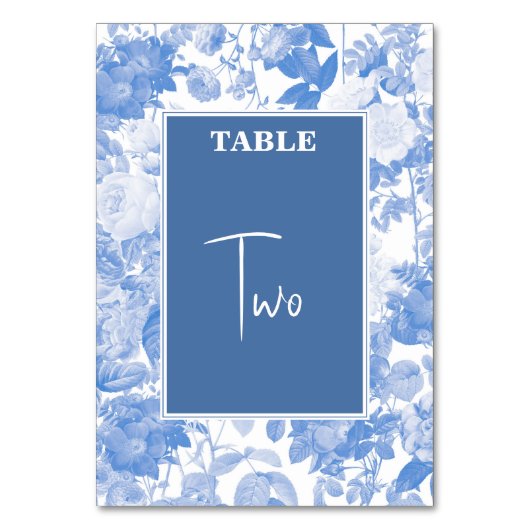 Numéro De Table Aquarelle bleue Mariage de fleurs botaniques (Par défaut)