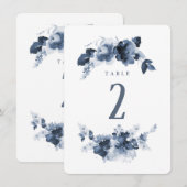 Numéro de table aquarelle bleue pour mariage (Devant / Derrière)