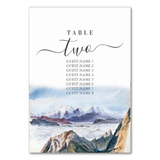 Numéro De Table Aquarelle Blue Mountains Pine Mariage (Dos)