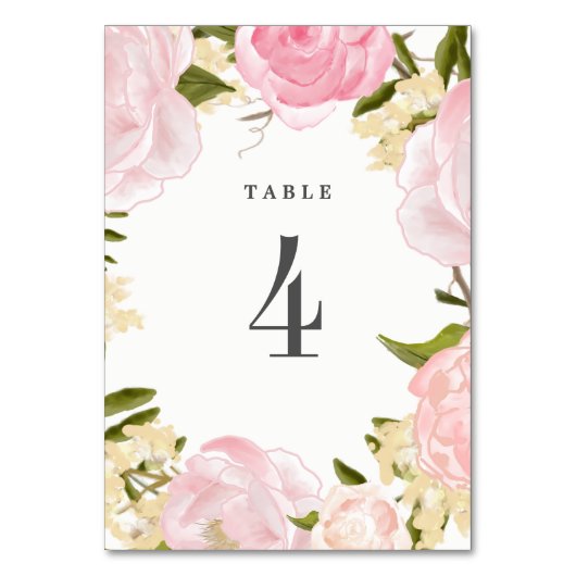 Numéro De Table Aquarelle Blush Pink Peony Mariage (Par défaut)