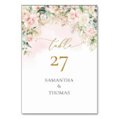 Numéro De Table Aquarelle Blush roses eucalyptus or mariage (Par défaut)