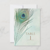 Numéro de table aquarelle Bohème chic plume de pao (Devant)