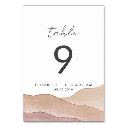 Numéro De Table Aquarelle Boho Abstraite | (Dos)