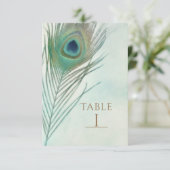 Numéro de table aquarelle Boho Chic Plume de Paon (Debout devant)