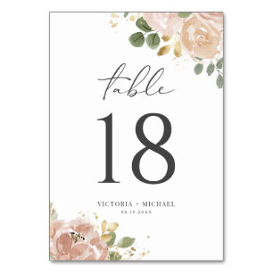 Numéro De Table Aquarelle Boho Mauve Fleurs de Pêche Mariage