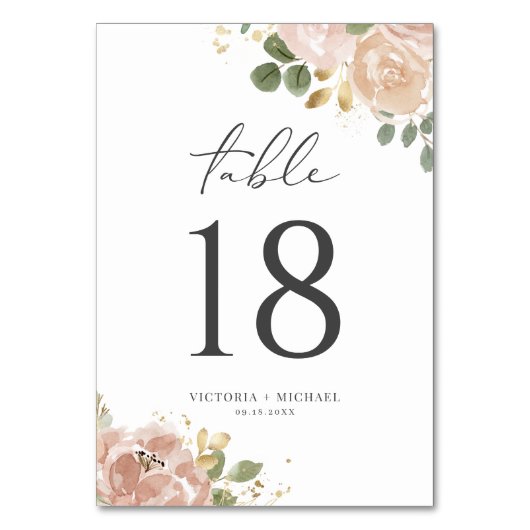 Numéro De Table Aquarelle Boho Mauve Fleurs de Pêche Mariage (Dos)