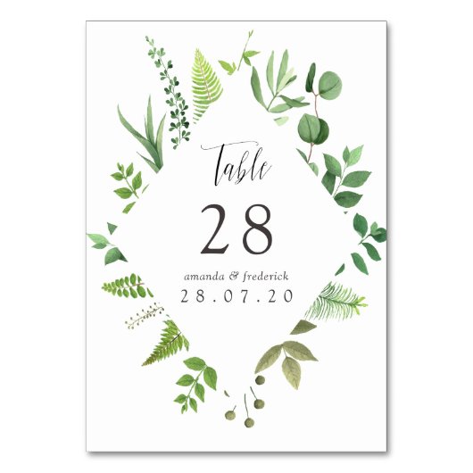 Numéro De Table Aquarelle Bois Mariage de verdure (Par défaut)