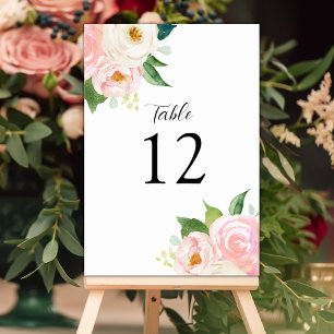Numéro De Table Aquarelle botanique florale rose