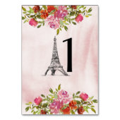 Numéro De Table Aquarelle Bourgogne Florale Tour Eiffel (Dos)