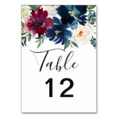 Numéro De Table Aquarelle Bourgogne Mariage de fleurs de marine (Dos)