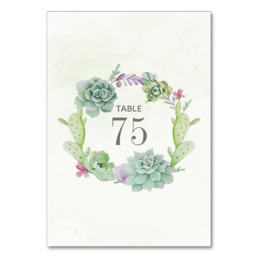 Numéro De Table Aquarelle Cactus Succulents Mariage Numéro de tabl (Dos)