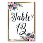 Numéro De Table Aquarelle calligraphie florale Numéro de tableau C (Dos)